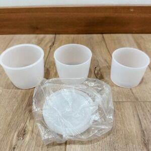 Vintage Mini Tupperware Cups With Lids White‎ Set Of 6